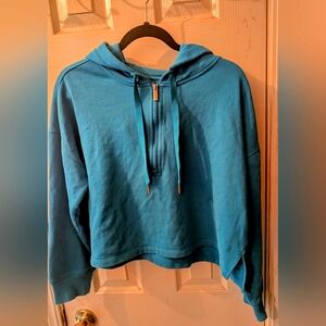 Calvin Klein Performance Women's Blue Quarter Zip Cropped Hoodie